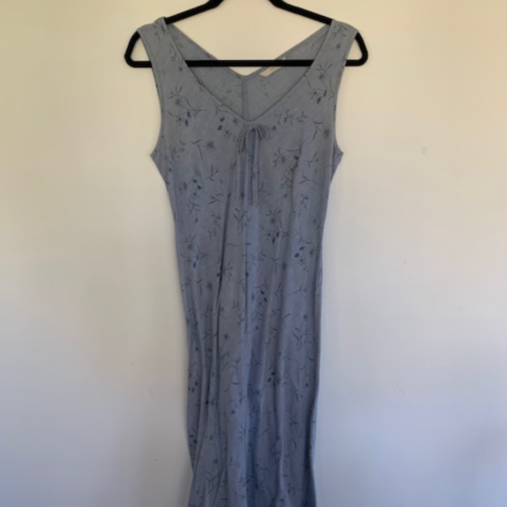 Cute Blue Marks & Spencer Cotton Linen Summer Dress - Size Small